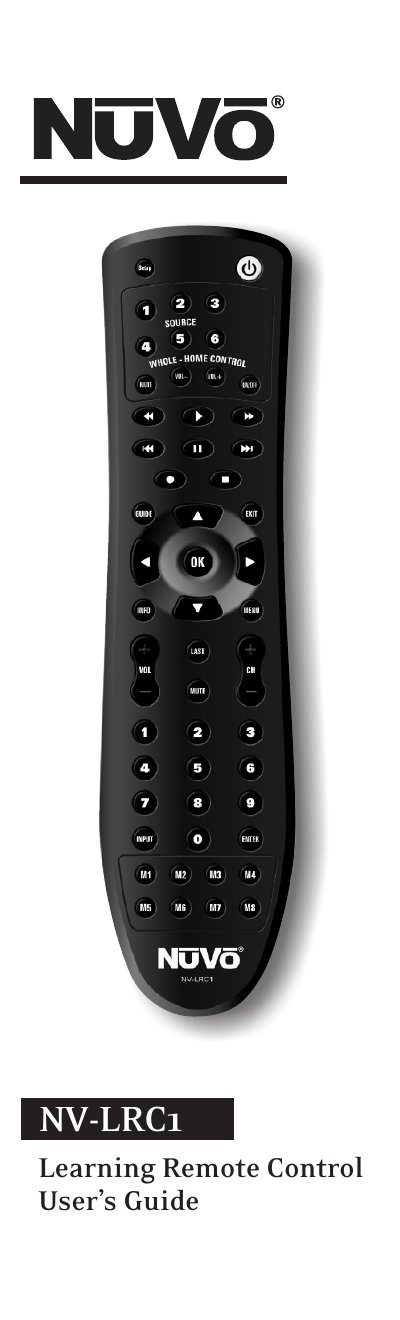 Nuvo NV-LRC1 Learning Remote Control User Guide - cover page
