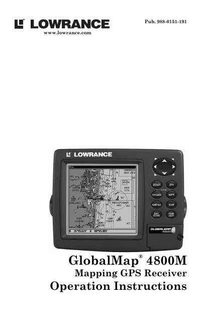 Lowrance GlobalMap 4800M Mapping GPS Receiver Operation Instructions - cover page
