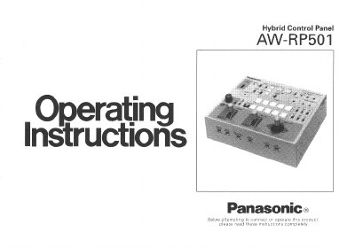 Panasonic AW-RP501 Hybrid Control Panel User Manual - cover page