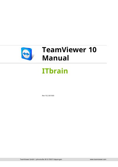 TeamViewer 10 ITbrain User Manual - cover page