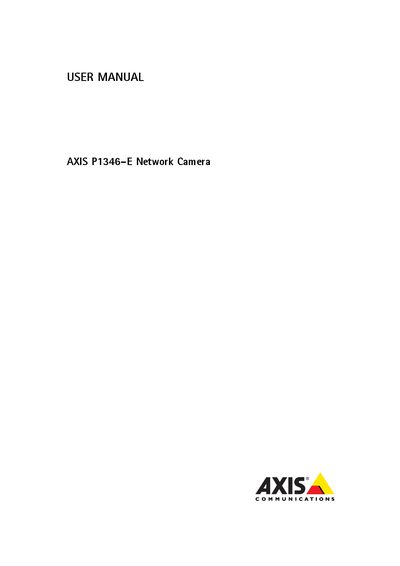 Axis P1346-E Network Camera User Manual
