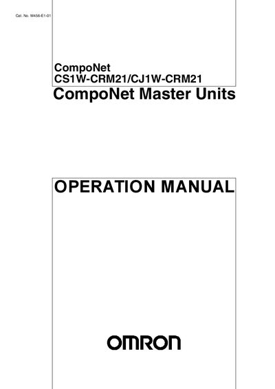Omron CS1W-CRM21/CJ1W-CRM21 CompoNet Master Units Operation Manual - cover page
