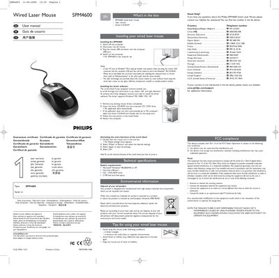 Philips SPM4600 Wired Laser Mouse User Manual - cover page