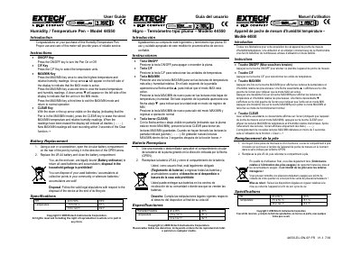 Extech Model 44550 Humidity/Temperature Pen User Guide - cover page