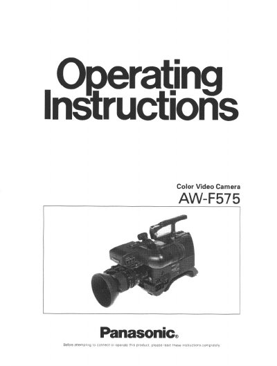 Panasonic AW-F575 Digital Processing Color Video Camera Operating Instructions - cover page