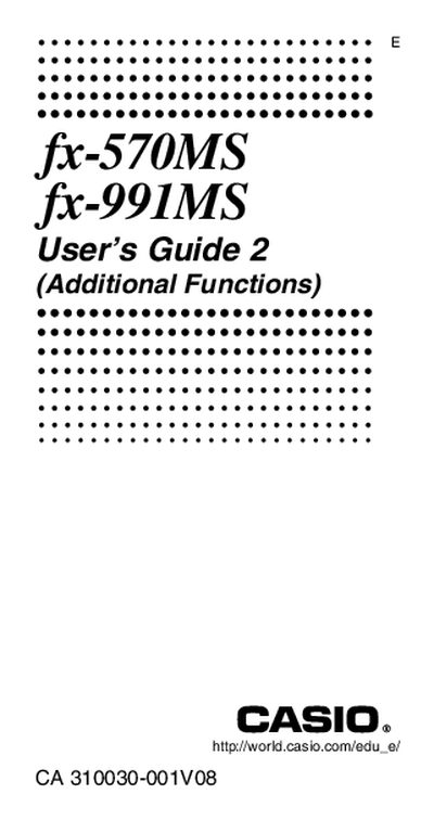 Casio fx-570MS and fx-991MS User Manual - cover page