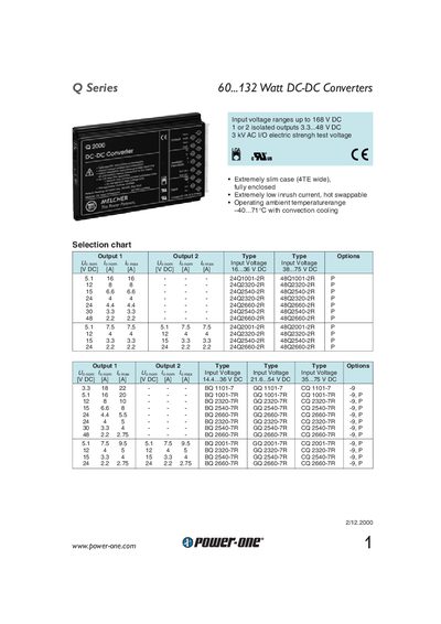Power-One Q Series DC-DC Converter Manual - cover page
