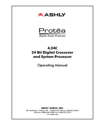 Ashly Protea SYSTEM II 4.24C Crossover System Processor Operating Manual - cover page