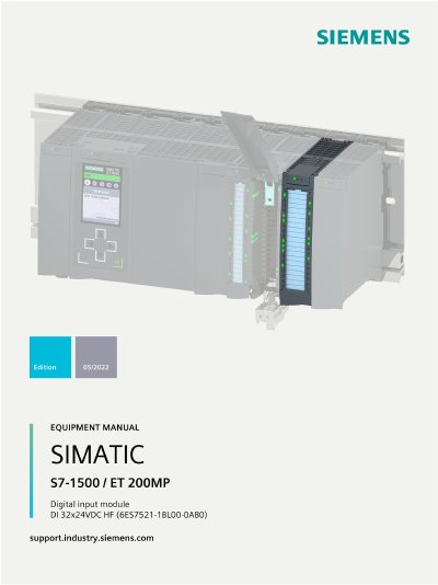 Siemens 6ES7521-1BL00-0AB0 Digital Input Module Equipment Manual - cover page