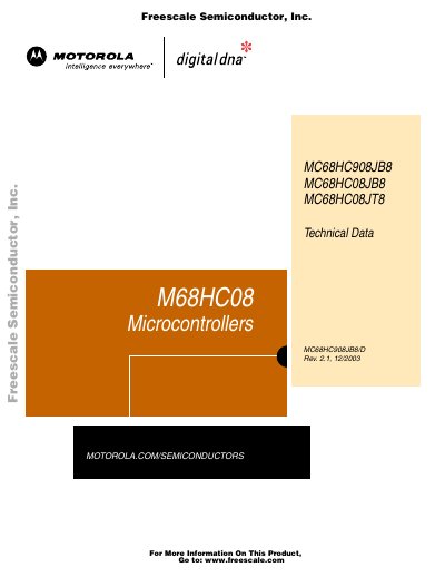 MOTOROLA MC68HC908JB8/MC68HC08JB8/MC68HC08JT8 M68HC08 Microcontrollers handbook - cover page