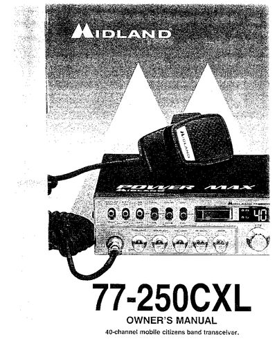 Midland 77-250CXL Mobile CB Transceiver Owner's Manual - cover page