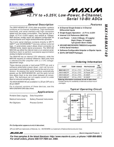 Maxim MAX148/MAX149 Datasheet - cover page