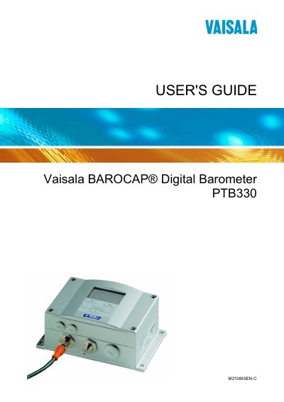Vaisala PTB330 User Manual - cover page