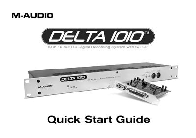 M-Audio Delta 1010 Quick Start Guide - cover page