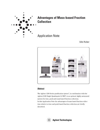 Agilent Mass-based Fraction Collection Application Note - cover page