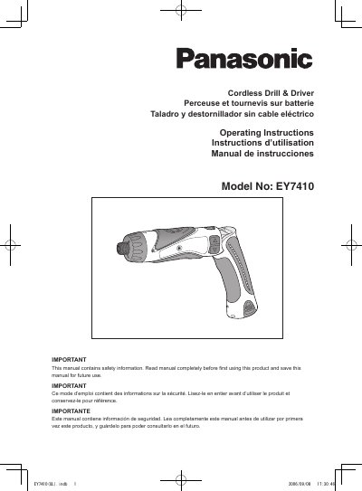 Panasonic EY7410-MULTI Manual - cover page
