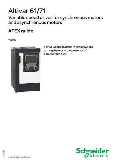 Schneider Altivar 61/71 Variable Speed Drive ATEX Guide - cover page