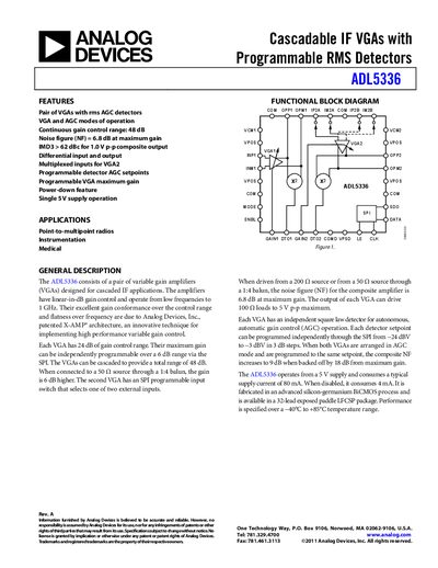 Analog Devices ADL5336 Datasheet - cover page