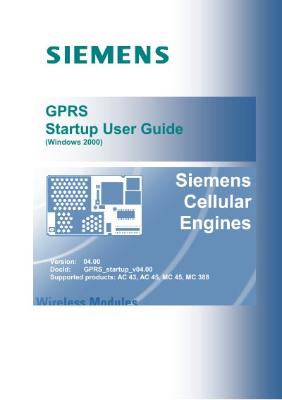 Siemens AC 43, AC 45, MC 45, MC 388 GPRS Startup User Guide - cover page