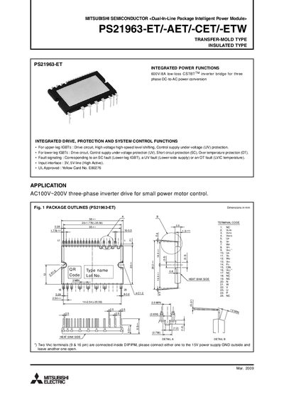 MITSUBISHI PS21963-ET/-AET/-CET/-ET Manual - cover page