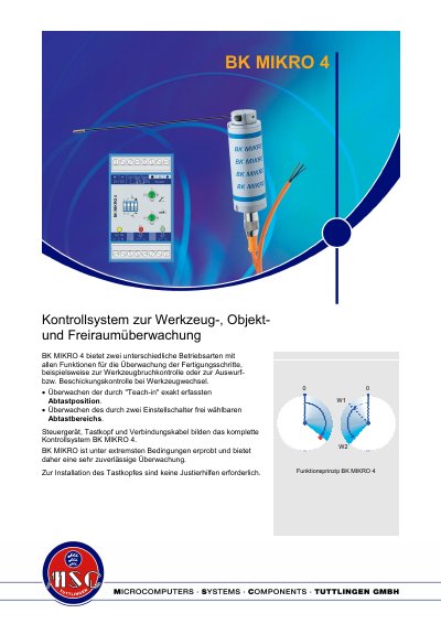 MSC BK MIKRO 4 Control System Product Leaflet - cover page