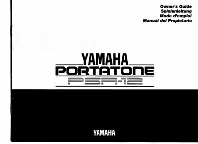 Yamaha PSR-12 PortaTone Owner's Guide - cover page