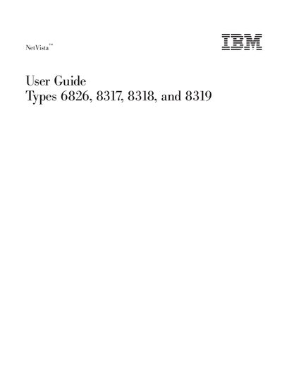 IBM NetVista Types 6826/8317/8318/8319 User Guide - cover page