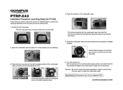 Olympus PTRP-043 Lens Ring Sheet Installation Guide - cover page