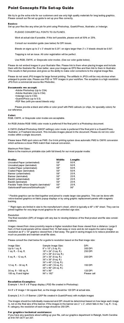 Point Concepts File Set-up Guide - cover page