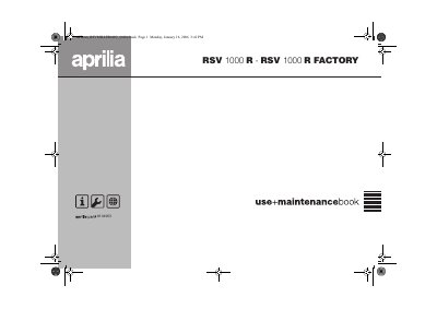 Aprilia RSV 1000 R Factory Use and Maintenance Manual - cover page