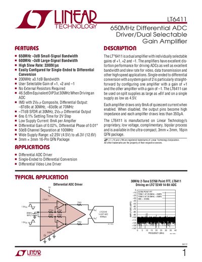 Linear Technology LT6411 Datasheet - cover page