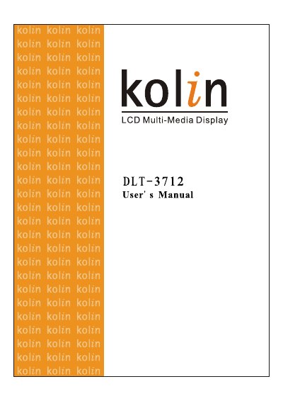 Kolin DLT-3712 LCD Multi-Media Display User Manual - cover page
