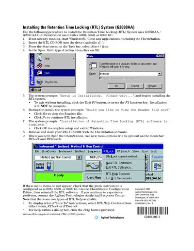 Agilent G2080AA Retention Time Locking System Installation Guide - cover page