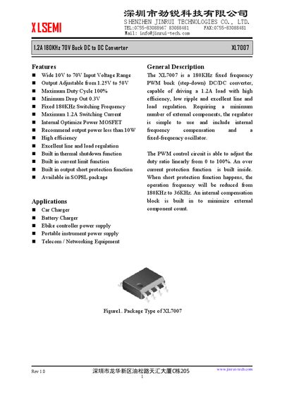 XLSEMI XL7007 Buck DC-DC Converter Datasheet - cover page