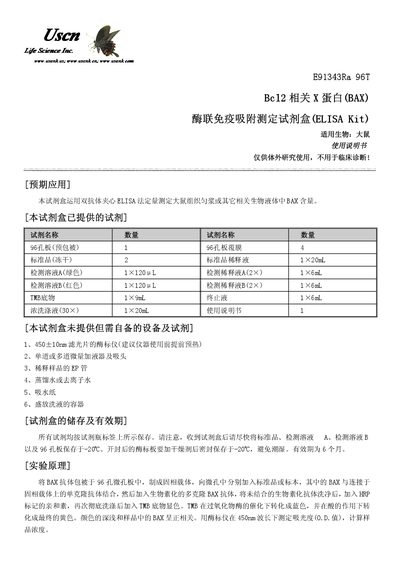 USCN Bcl2 Related X protein (BAX) elisa immune elisa kit Manual
