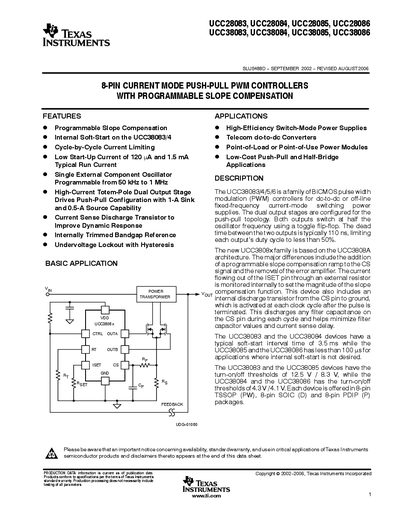 Texas Instruments UCC28083/UCC28084/UCC28085/UCC28086/UCC38083/UCC38084/UCC38085/UCC38086 Datasheet - cover page