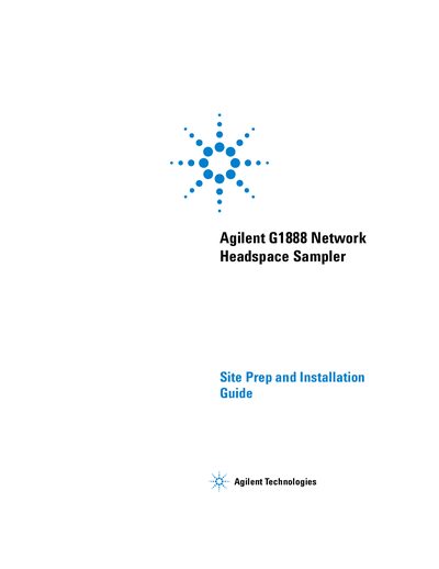 Agilent G1888 Network Headspace Sampler Site Prep Installation Guide - cover page