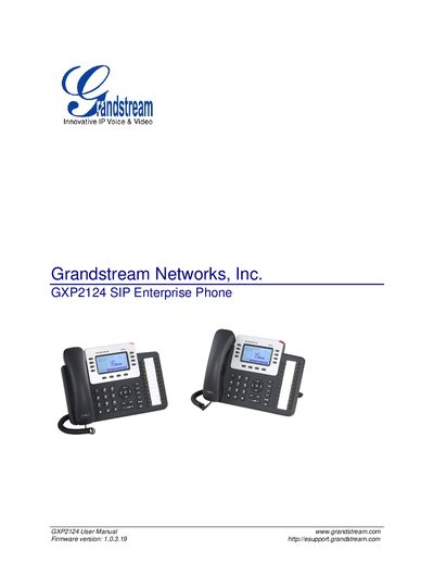 Grandstream GXP2124 SIP Enterprise Phone User Manual - cover page