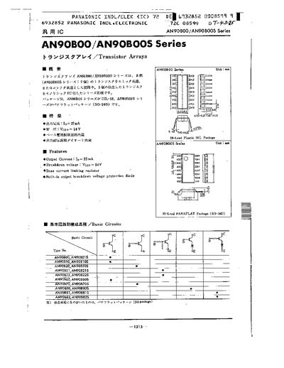 Panasonic AN90B00/AN90B00S Series Datasheet - cover page