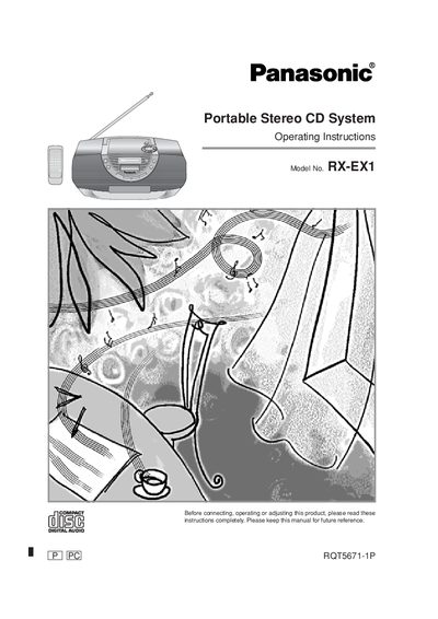 Panasonic RX-EX1 Portable Stereo CD System Operating Instructions - cover page
