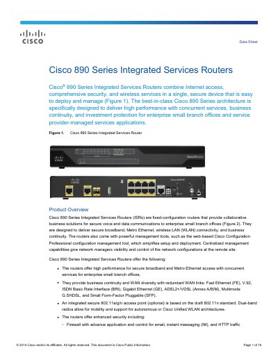 Cisco 890 Series Integrated Services Routers Data Sheet