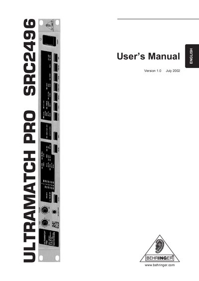 Behringer SRC2496 User Manual - cover page