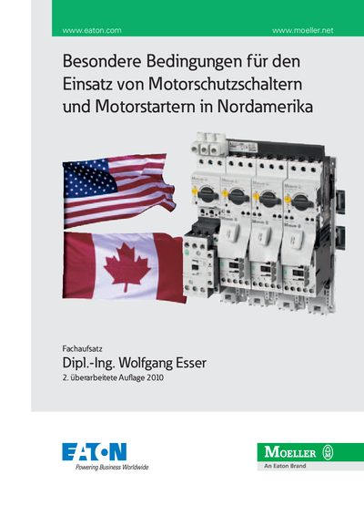 Eaton Motor Protection Switches and Motor Starters North America Application Note - cover page