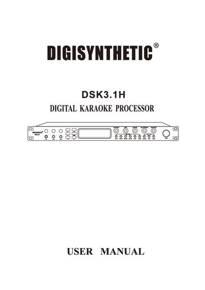 Digisynthetic DSK3.1H Digital Karaoke Processor User Manual - cover page