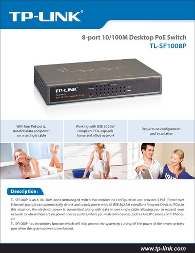 TP-Link TL-SF1008P Desktop PoE Switch User Guide - cover page