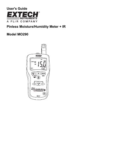 Extech MO290 Pinless Moisture/Humidity Meter User's Guide