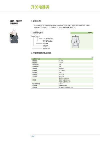YBLX X2 Series Stroke Switch Manual - cover page