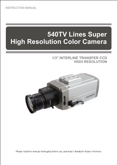 Sony 1/3'' Interline Transfer CCD High Resolution Color Camera User Manual - cover page