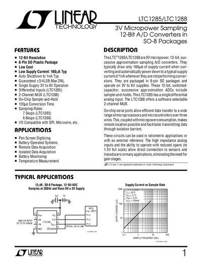 Linear Technology LTC1285/LTC1288 Datasheet Handbook - cover page