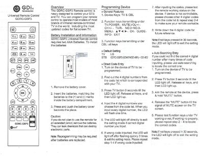 GDie GDRC-GSP3 Universal Remote Control User Manual - cover page